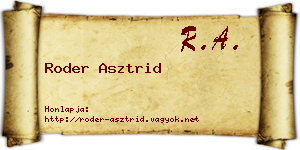 Roder Asztrid névjegykártya